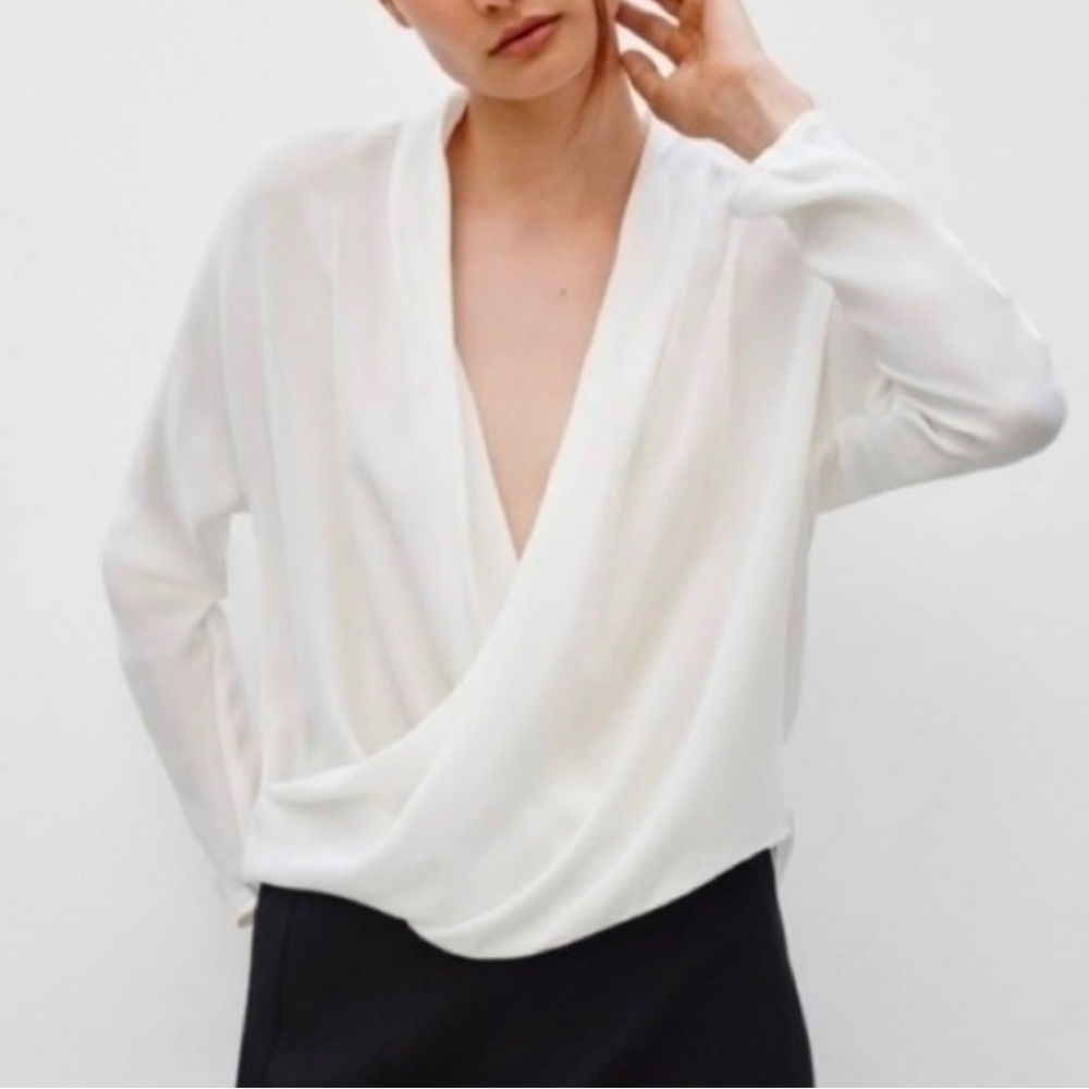 Aritzia Babaton Beau Silk Draped Front Formal Evening Wedding Guest Blouse Sz S
